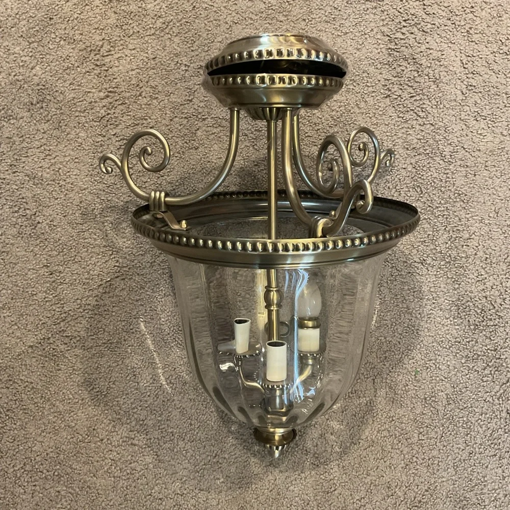 Luxurious Vintage 3-Light Large Pendant Pewter Chandelier Lighting Lamp X-Large